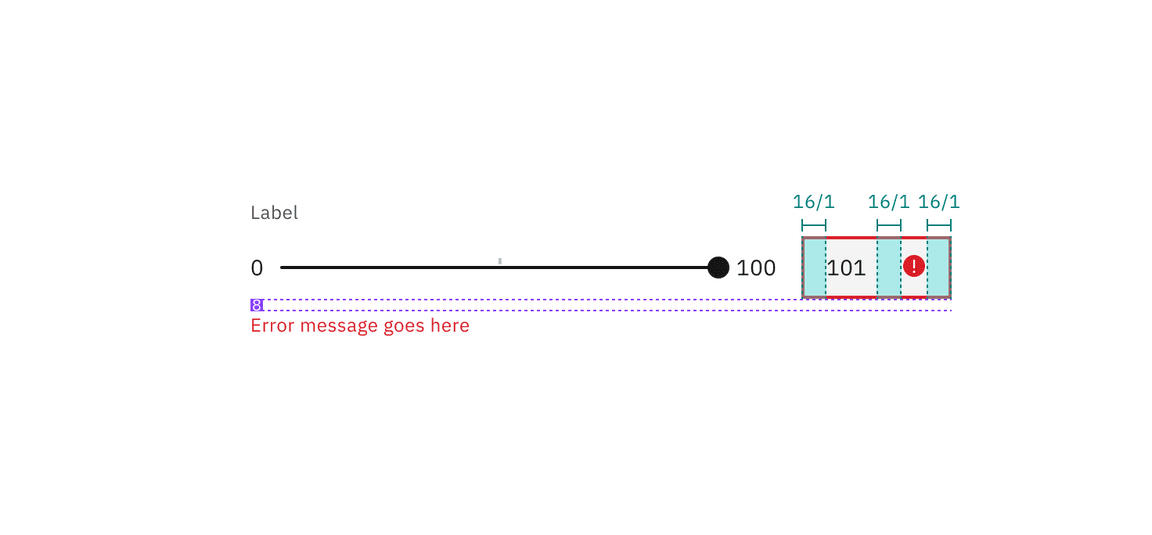 Structure and spacing measurements for default slider error state